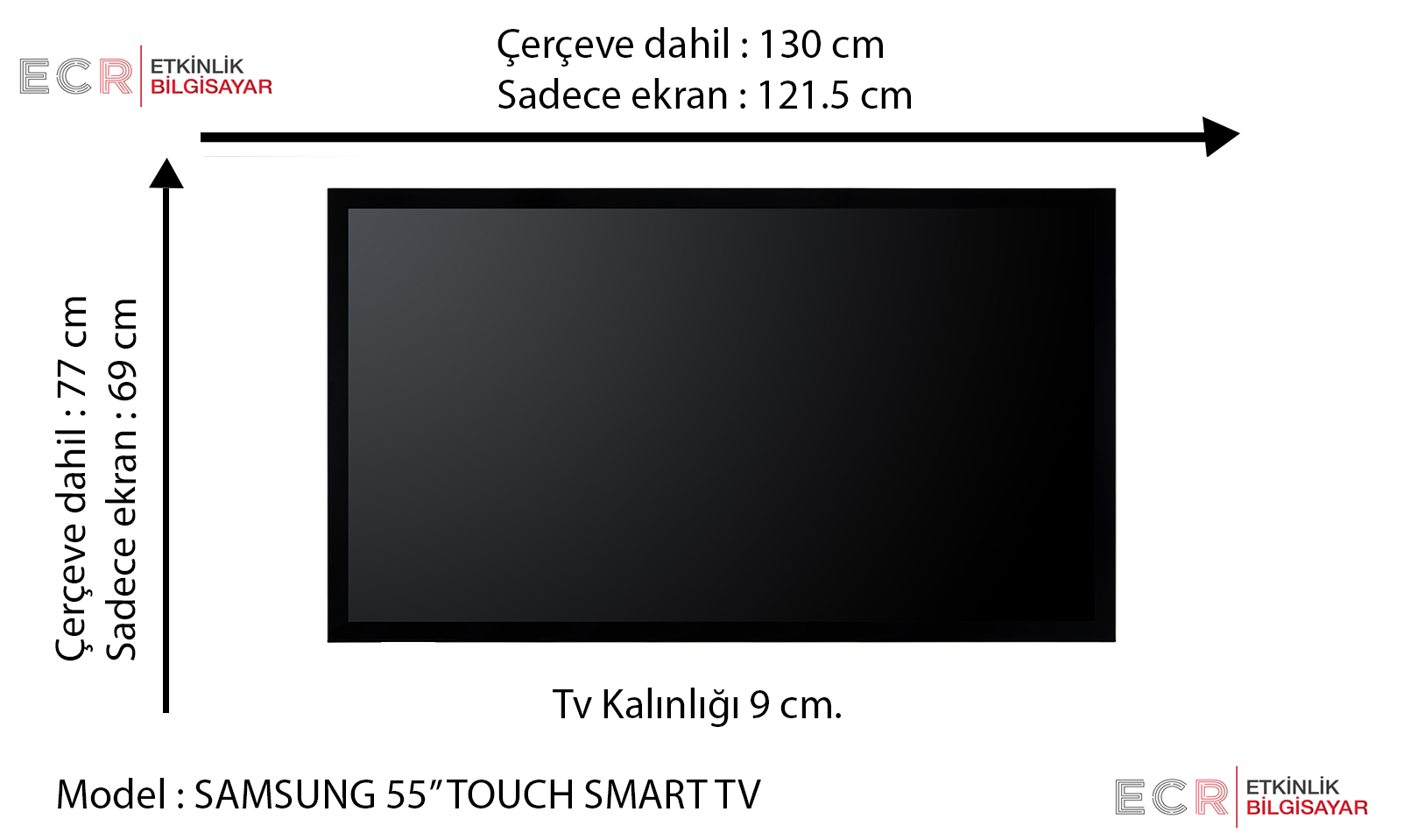 Телевизор 55 вес. 55 Inch TV kaç cm.